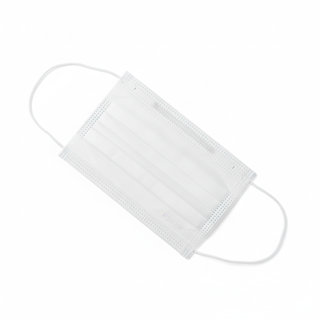 Surgical mask angled view with ties
