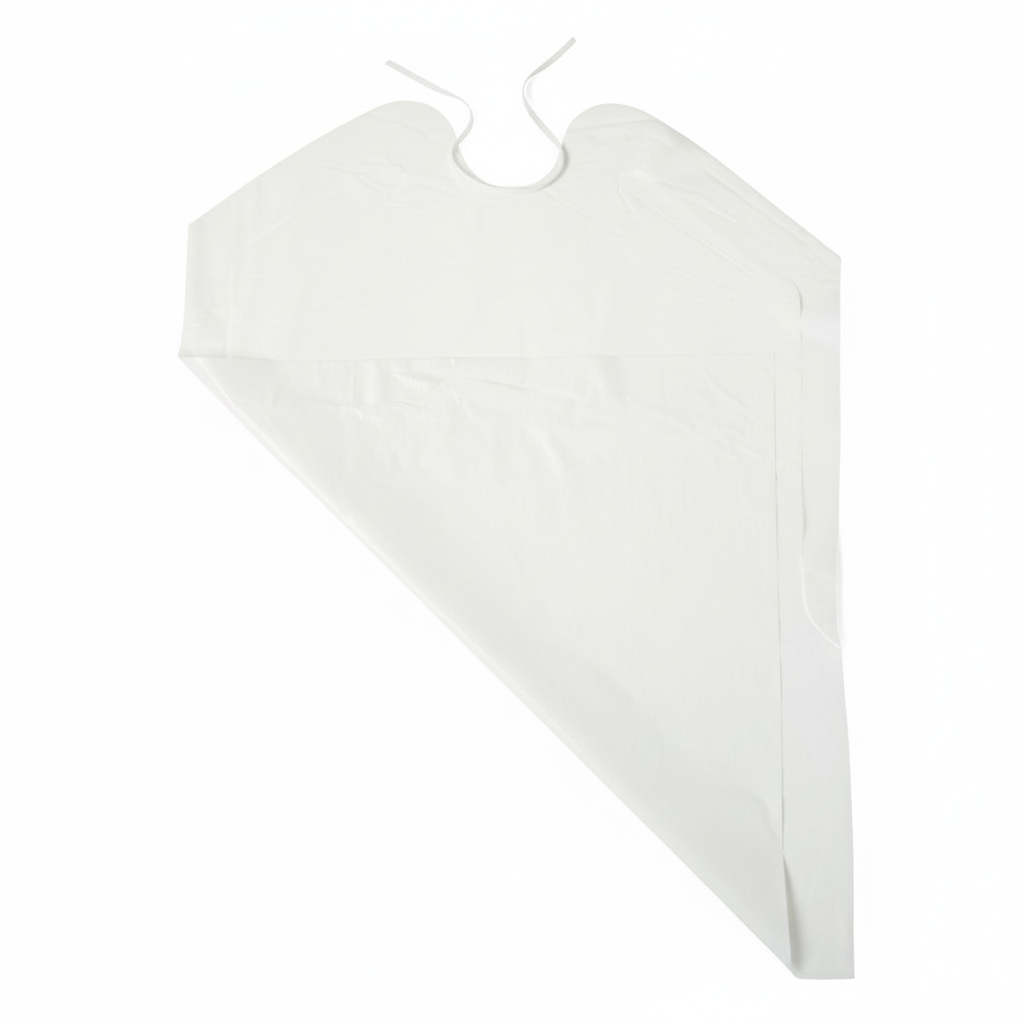 Disposable Waterproof Plastic Bib - 45 Degree Angle