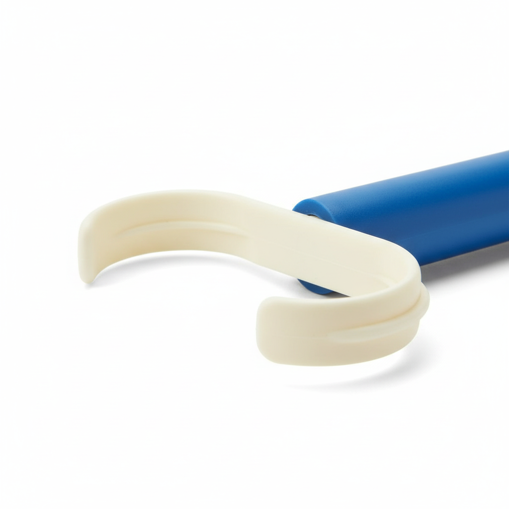 Curved hook end close-up