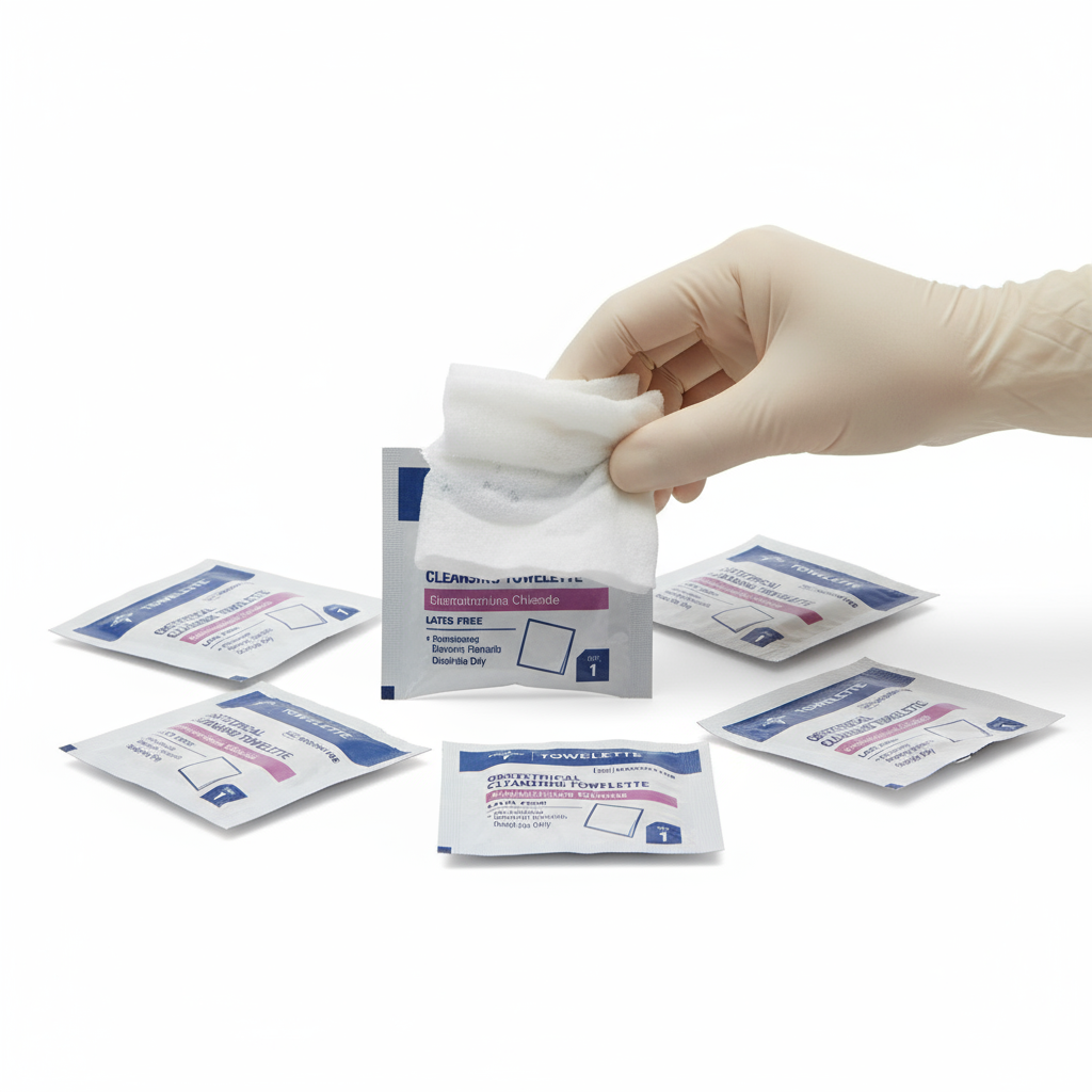 Opened packet with wipe