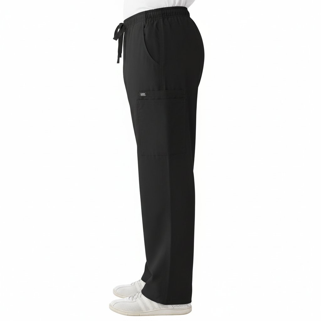 Side view highlighting cargo pockets