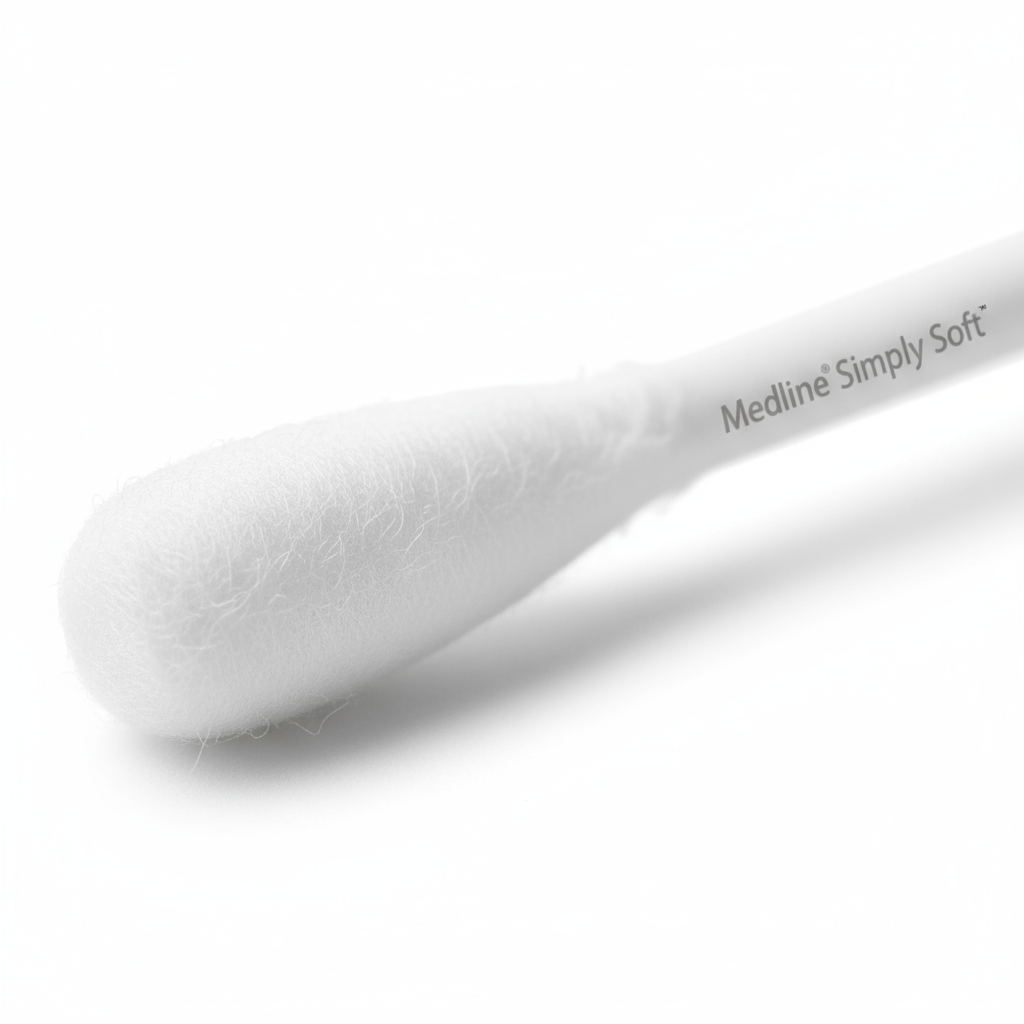 Close-up detail of cotton swab