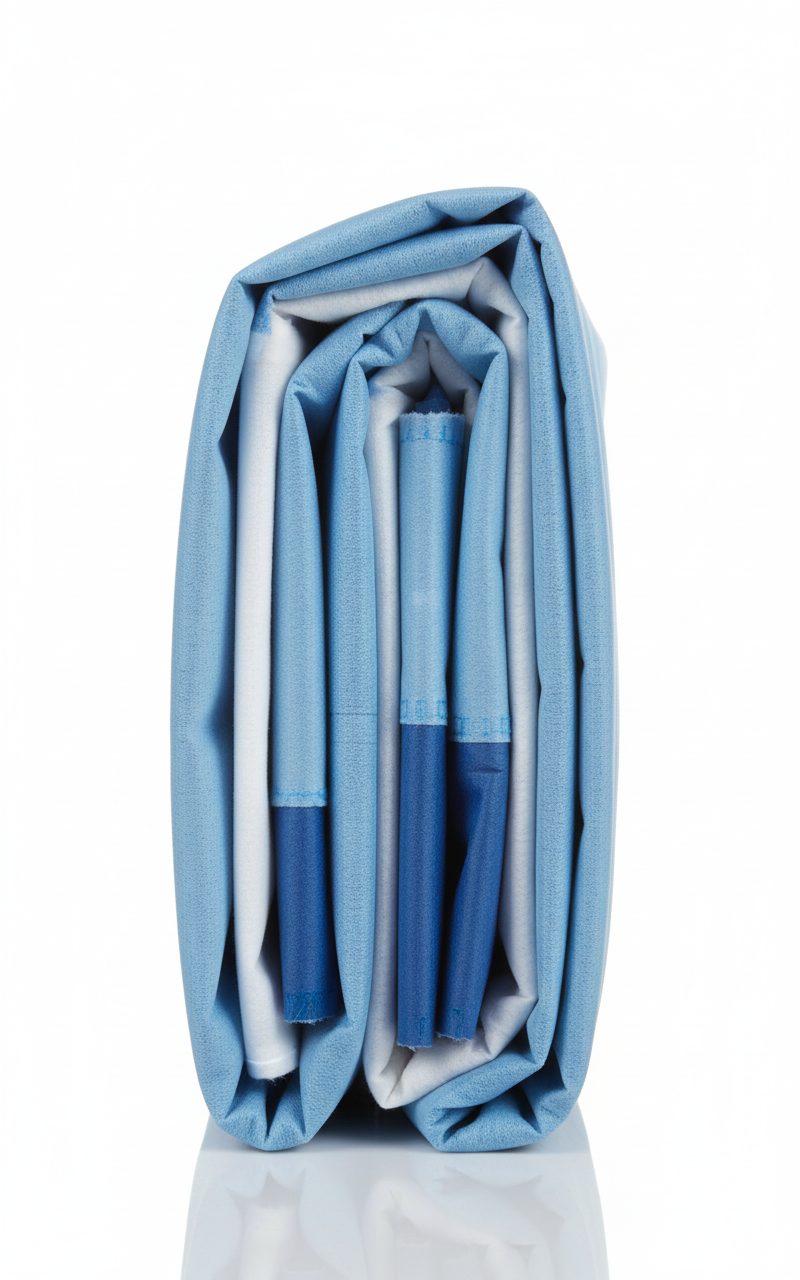 Side profile of folded drape