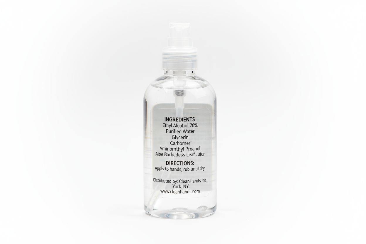 Hand Sanitizer Back Label