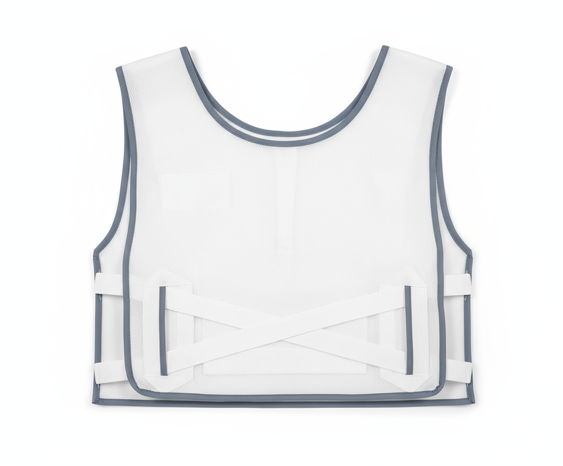 Flat lay view of patient safety vest