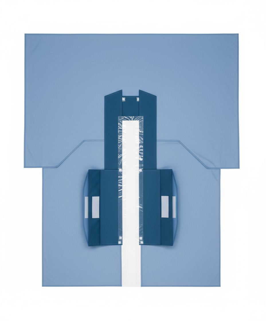 Full overhead view of cardiovascular surgical drape
