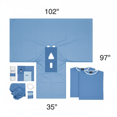 Sirus surgical gowns laid out flat