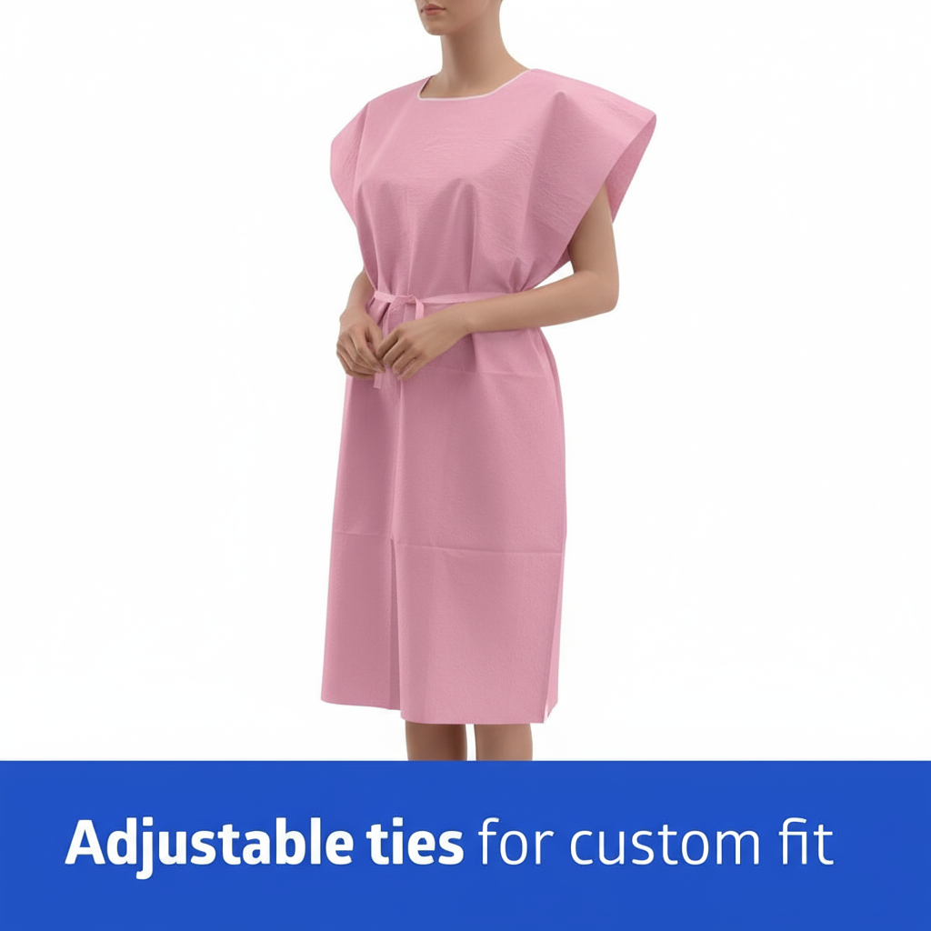 Three-quarter angle view of patient gown