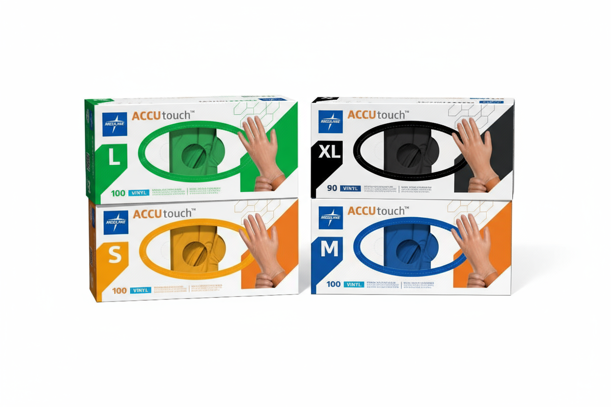 Top-down view of gloves