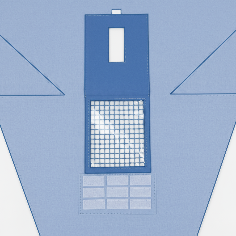 Detail of fenestration and hook-and-loop features