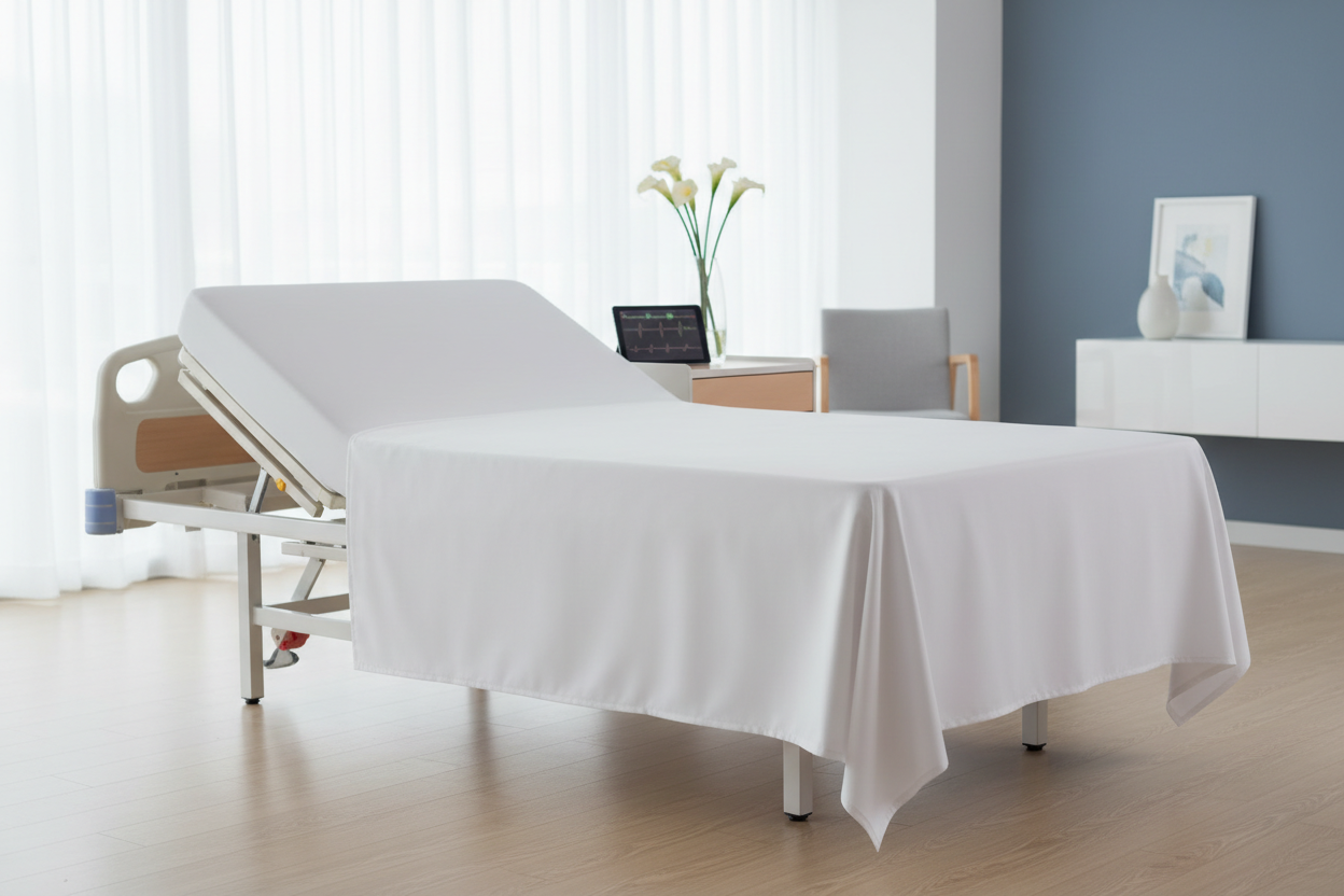 Sheet on adjustable medical bed