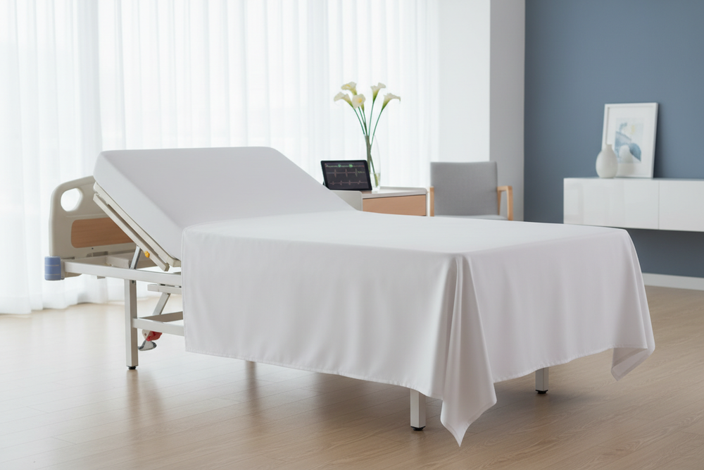 Sheet on adjustable medical bed