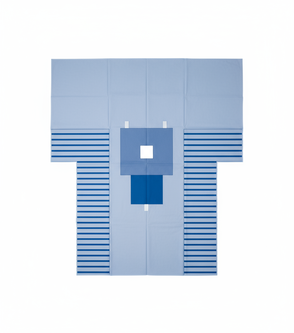 Top-down overhead view of T-shape configuration