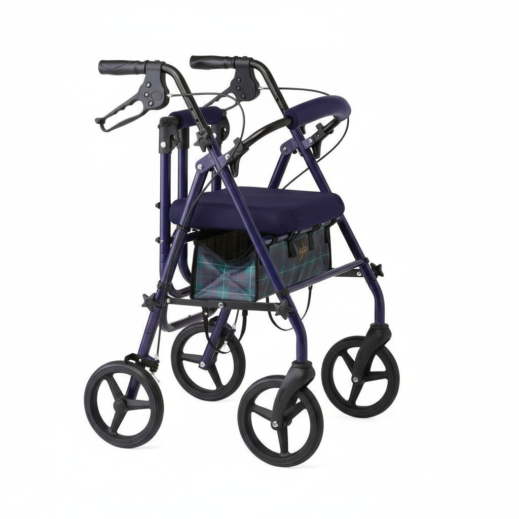 Rollator in compact folded position