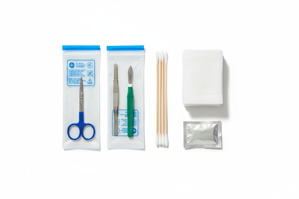 Sterile Debridement Kit - Top-Down Contents View