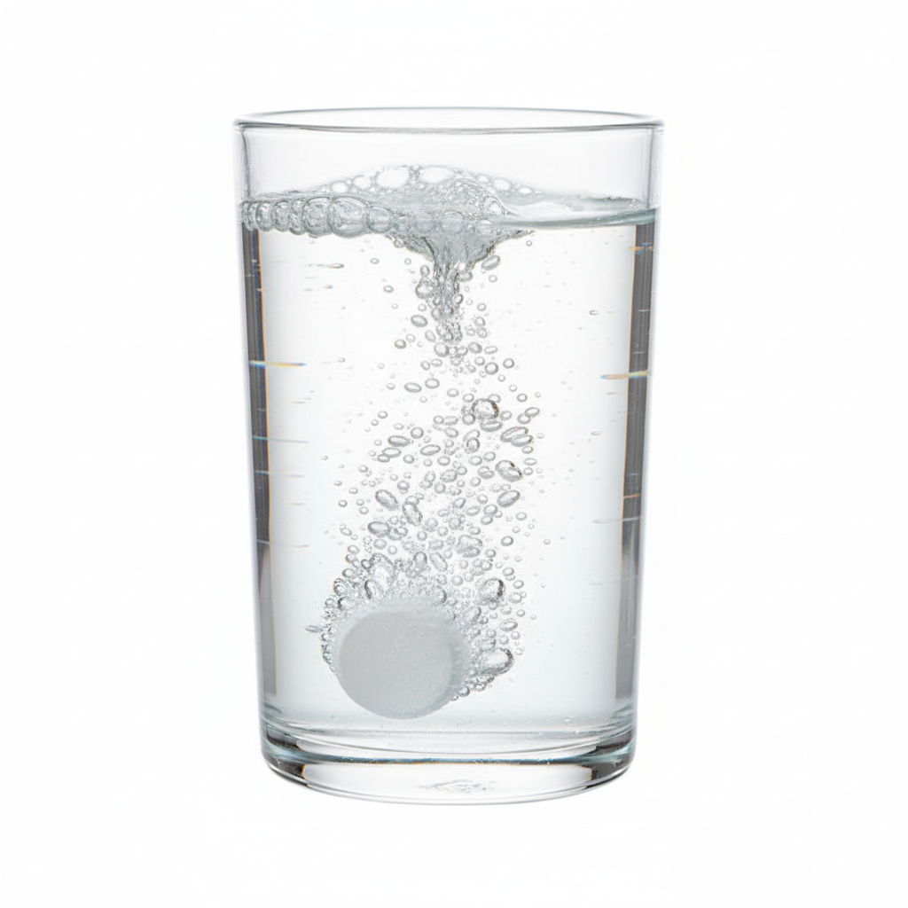 Effervescent tablet dissolving in water