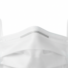 Close-up of metal nosepiece and pleated texture