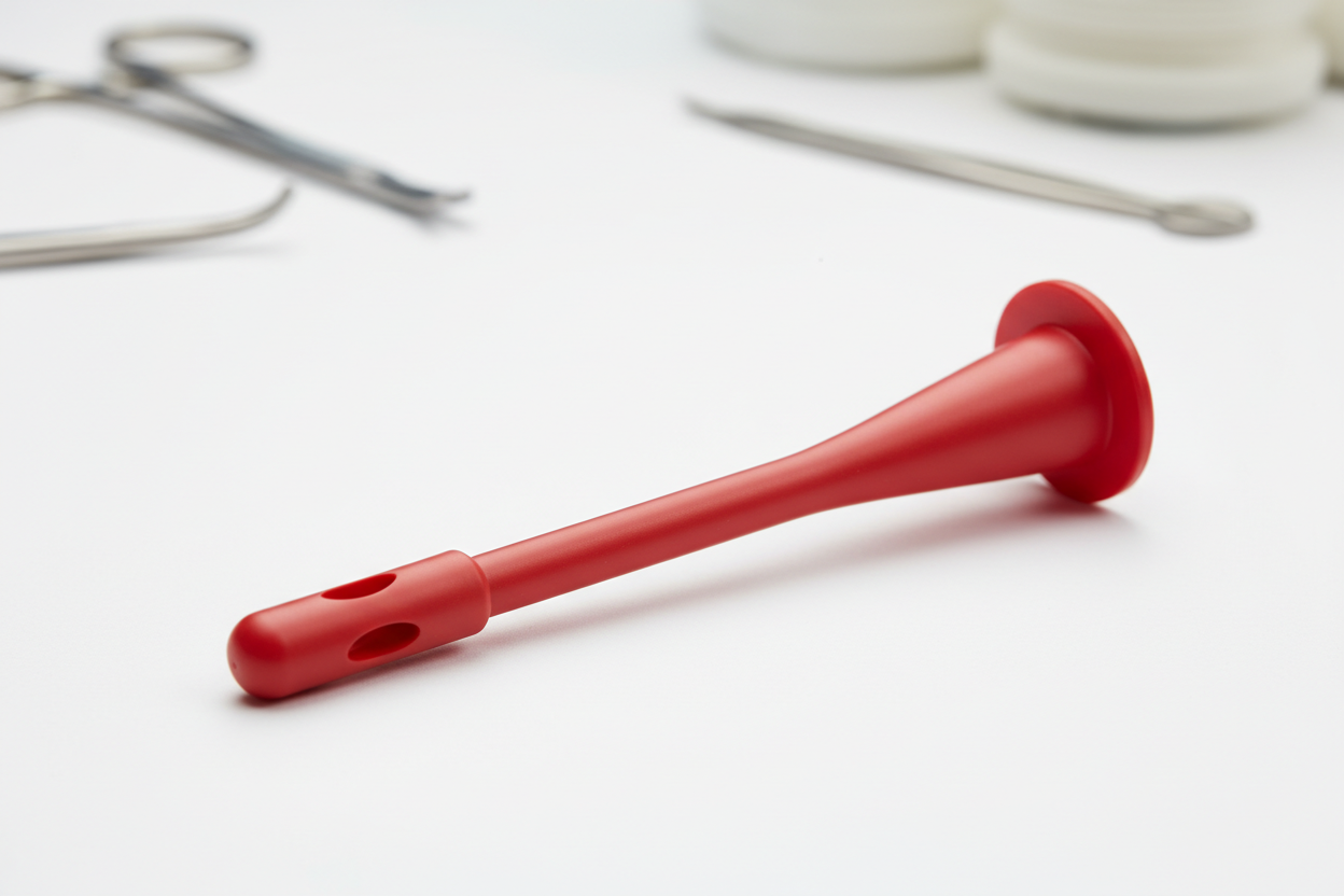 Red Rubber Catheter 45-Degree View