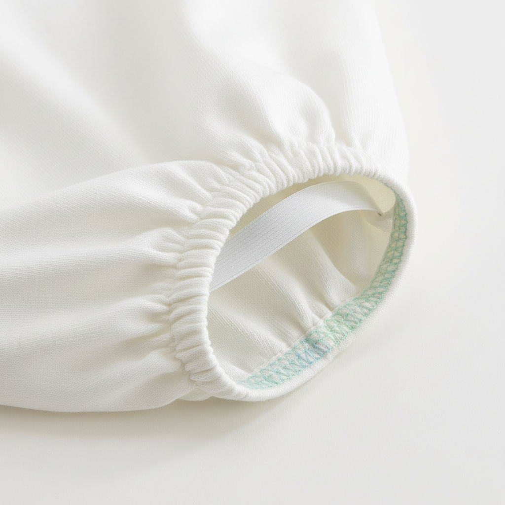Corner detail with color-coded hem thread