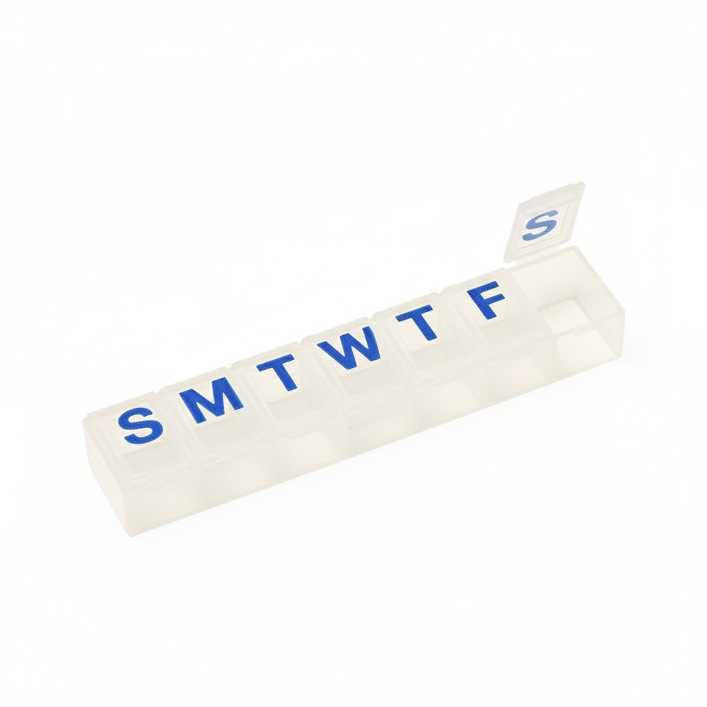 Overhead view with open compartment