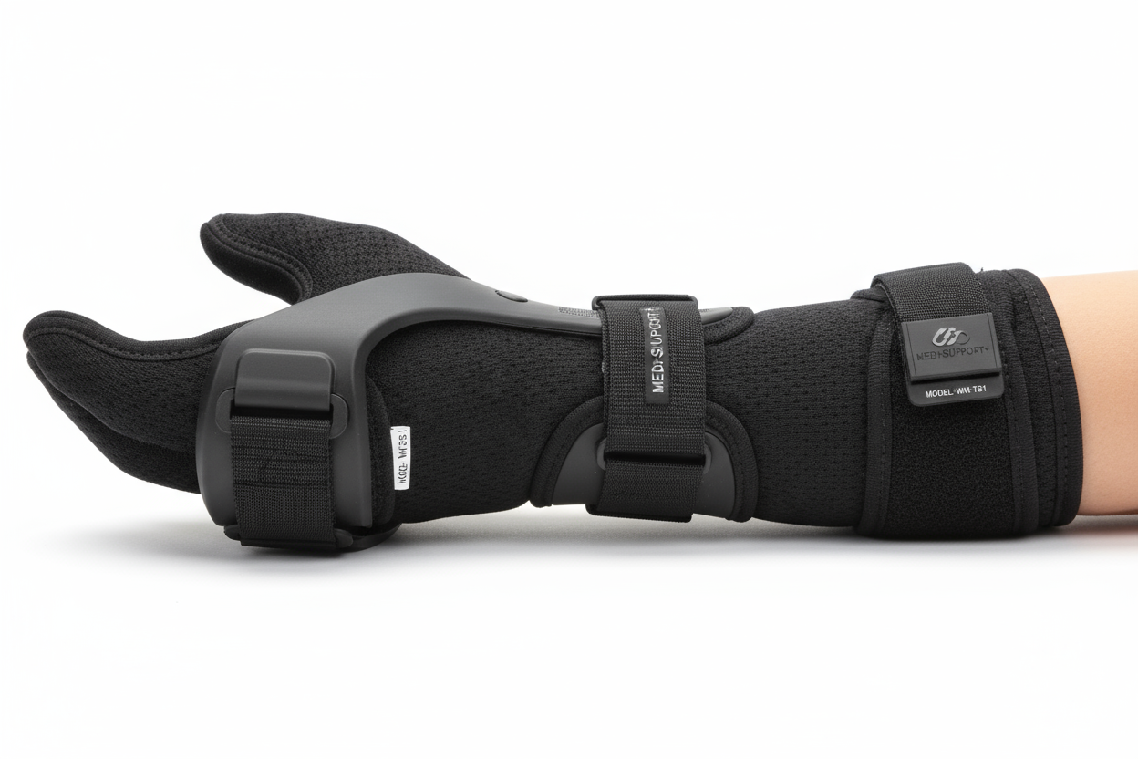 Side angle showing thumb support