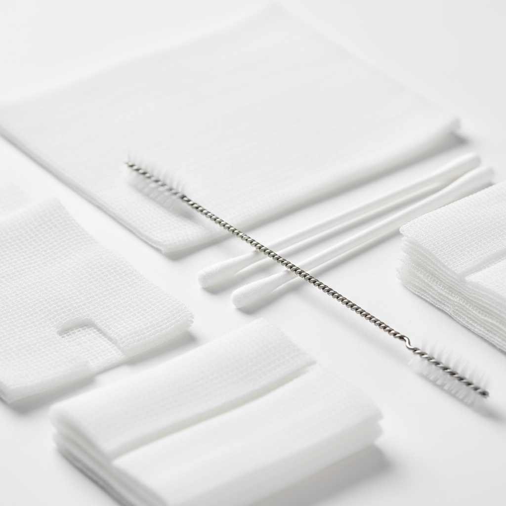 Close-up detail of cleaning supplies