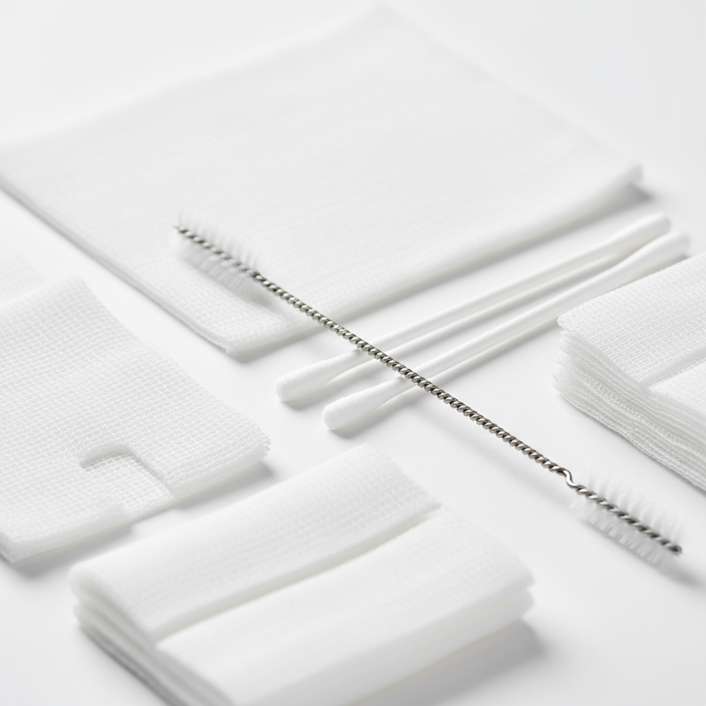 Close-up detail of cleaning supplies