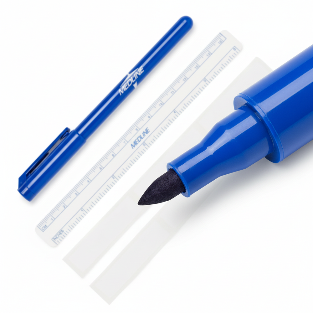 Marker with cap removed showing gentian violet tip