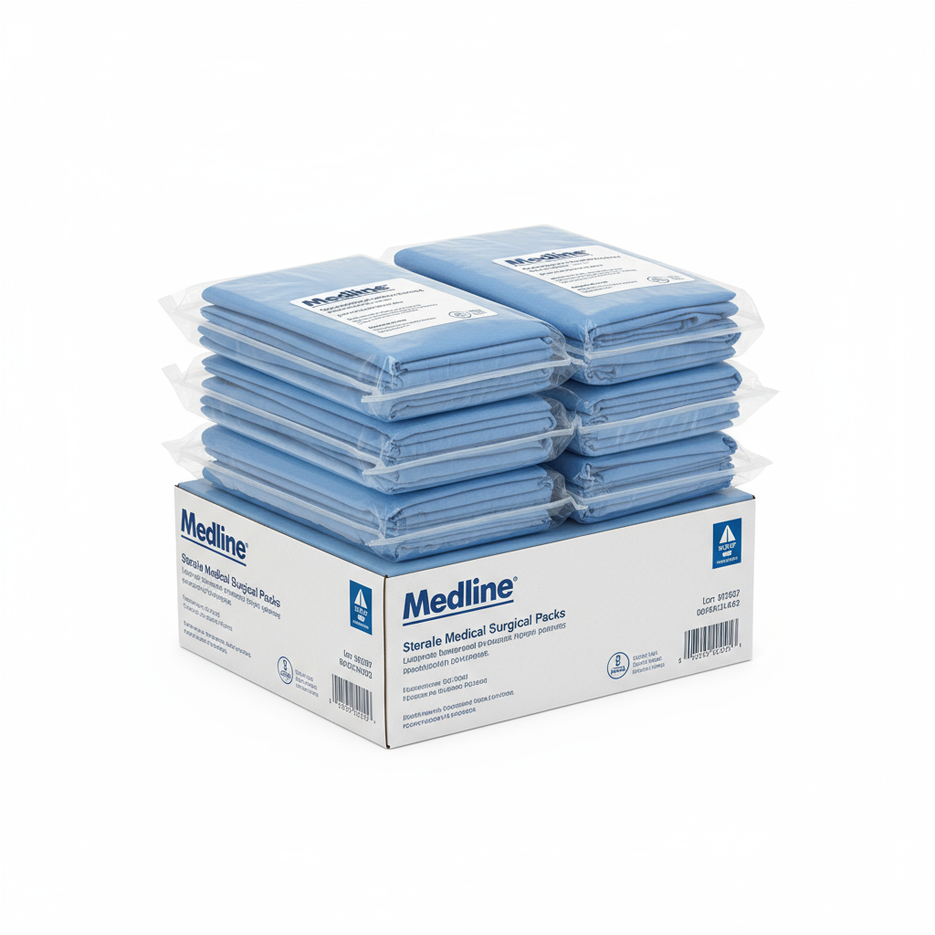Sterile packaging and case of 8 units