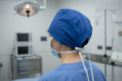 Surgeon cap being worn