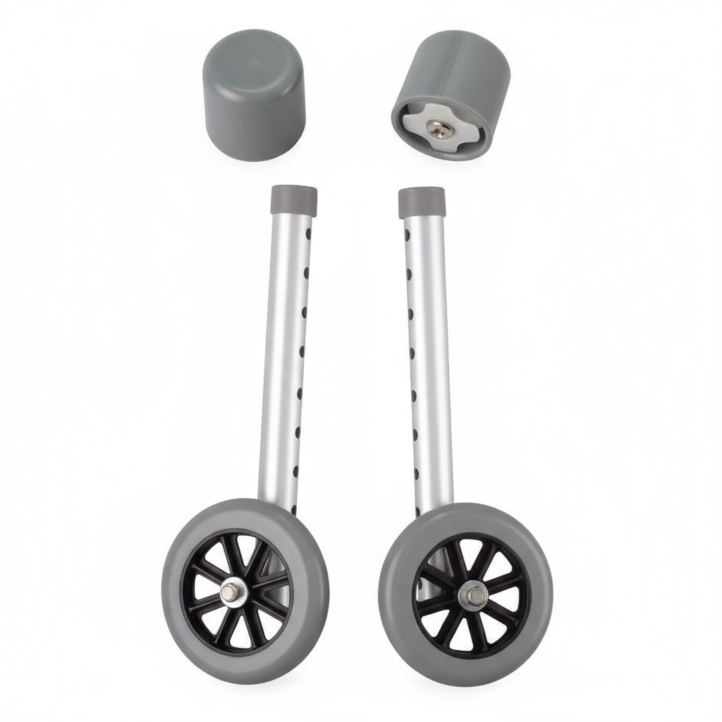 Complete set of 2 wheels with glide caps