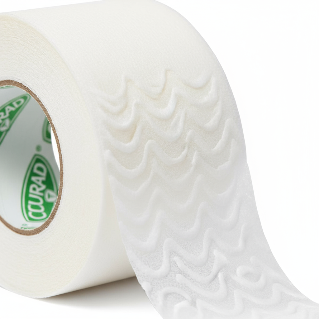 Close-up of wavy adhesive pattern