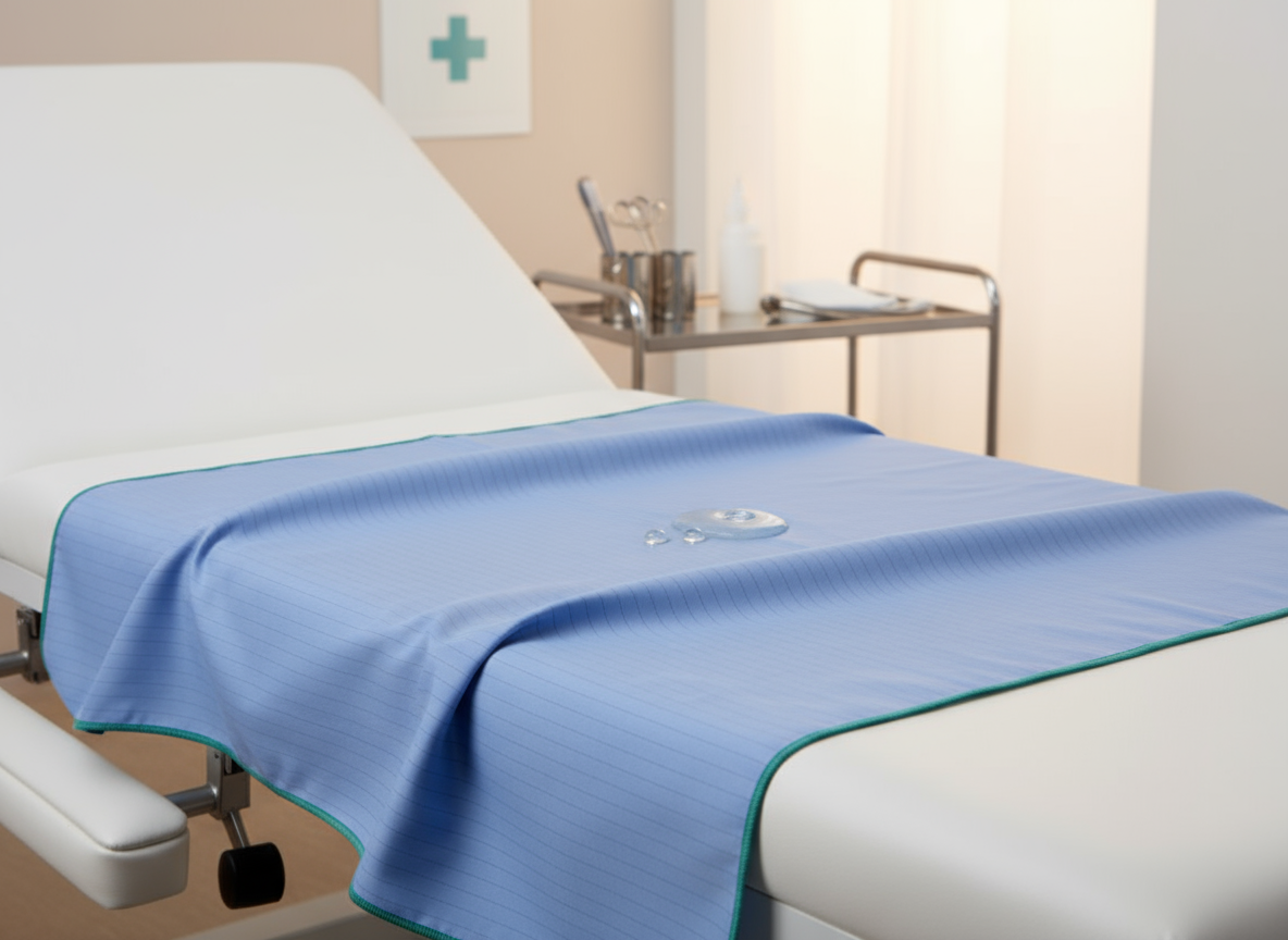 Drape on medical examination table