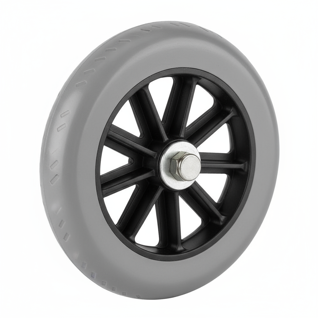 Close-up detail of walker wheel