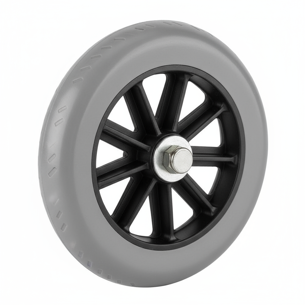 Close-up detail of walker wheel