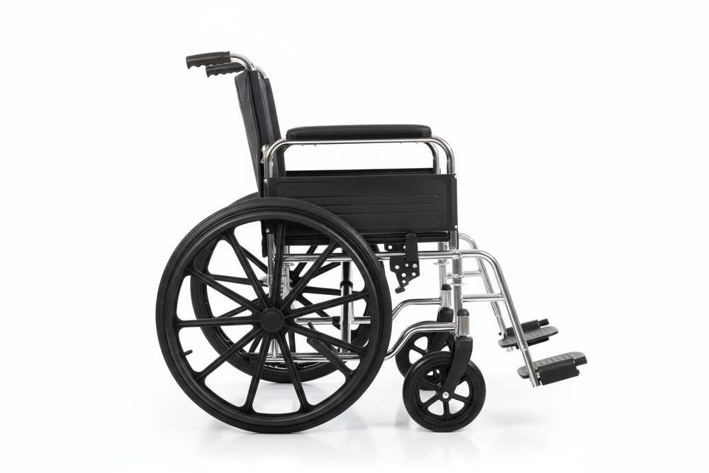 Side profile of transport wheelchair