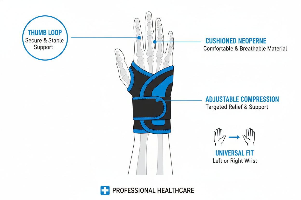 Universal Wraparound Wrist Support - Carpal Tunnel & Tendonitis Relief Brace