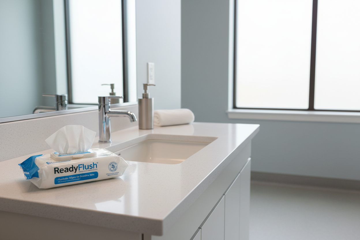 ReadyFlush Wipes - Bathroom Context Shot