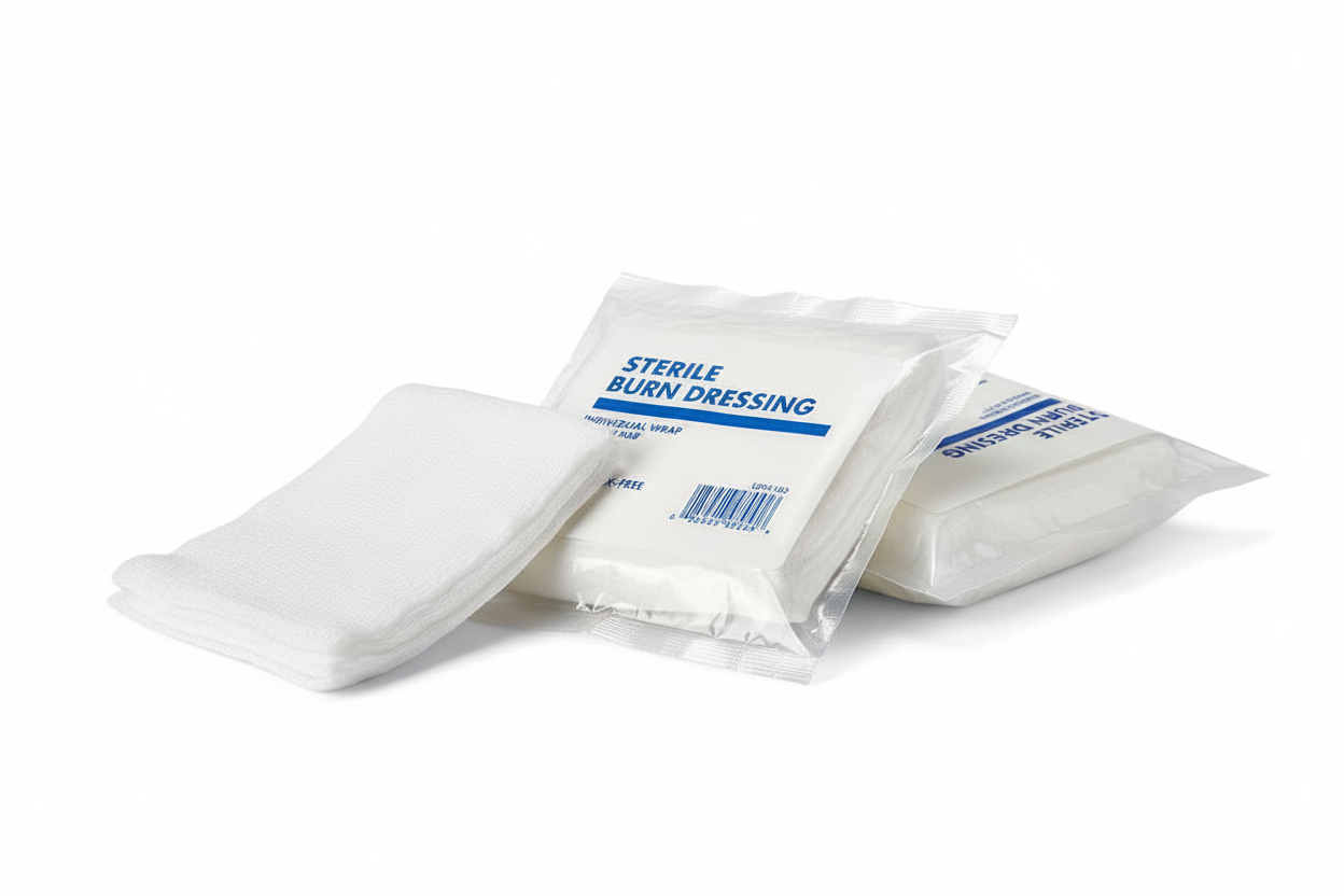 Premium Cotton Burn Dressings - Sterile Non-Adherent Wound Care - 18x18 Inch, 10 Ply (Case of 80)