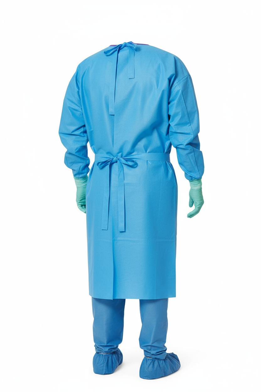 Back view of isolation gown