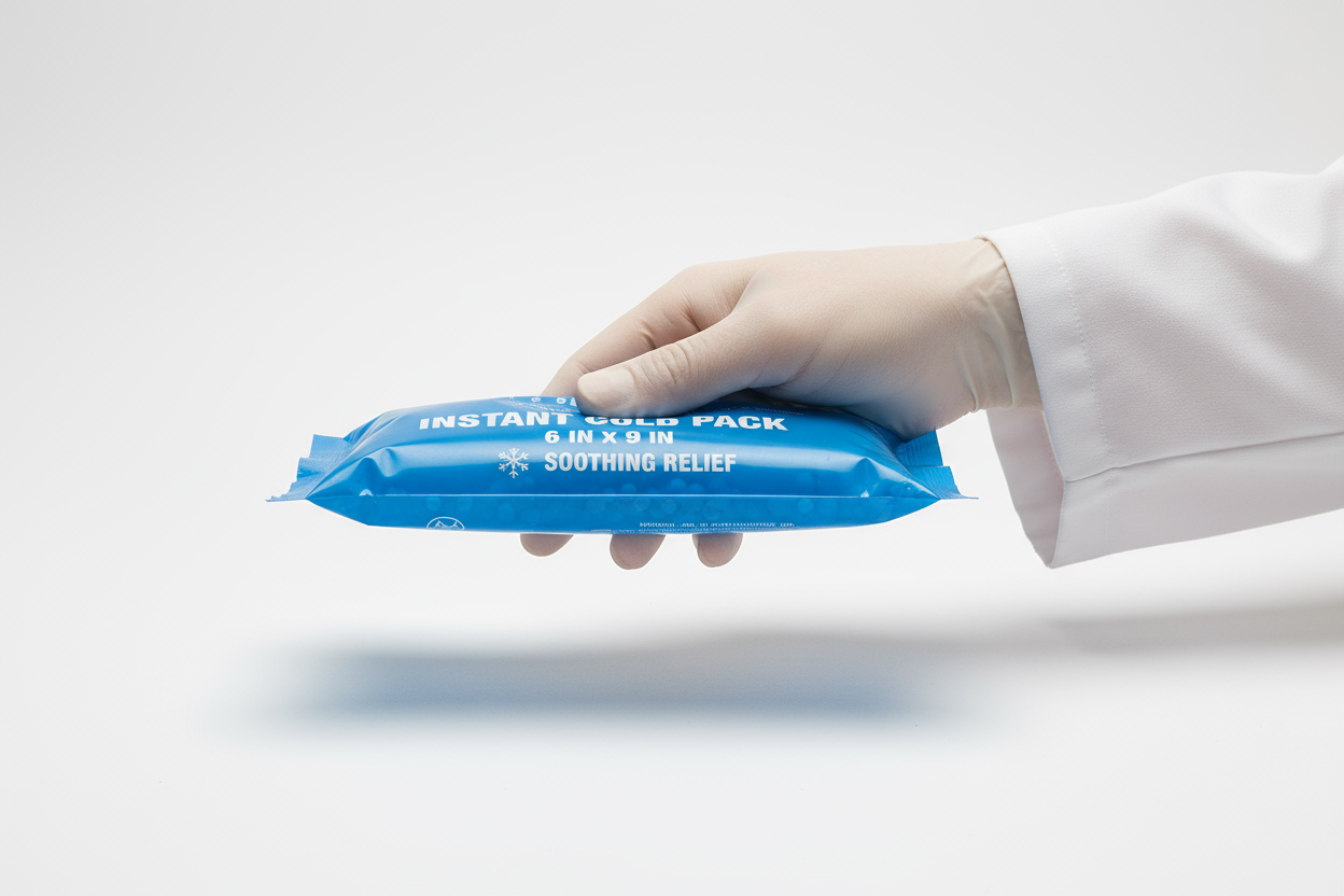 Instant Cold Pack Size Scale Reference - Held in Hand