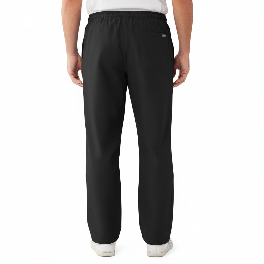 Back view showing pocket and drawstring