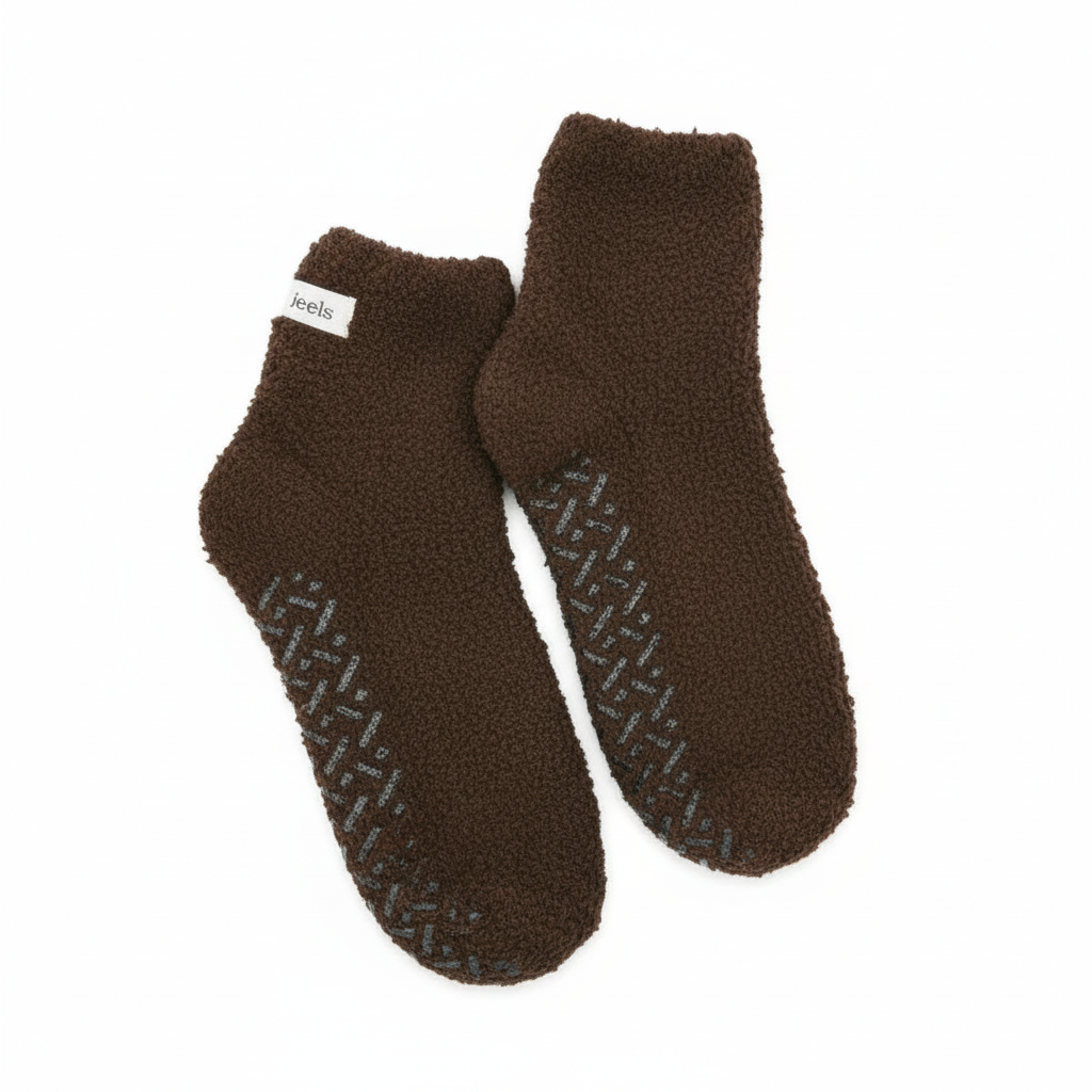 Top-down view of slippers