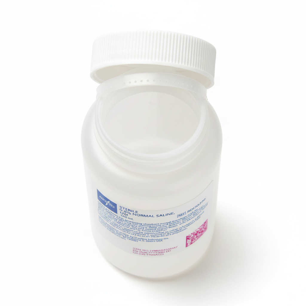 Sterile 0.9% Normal Saline Solution 100mL Bottle - Single-Use Irrigation & Wound Care