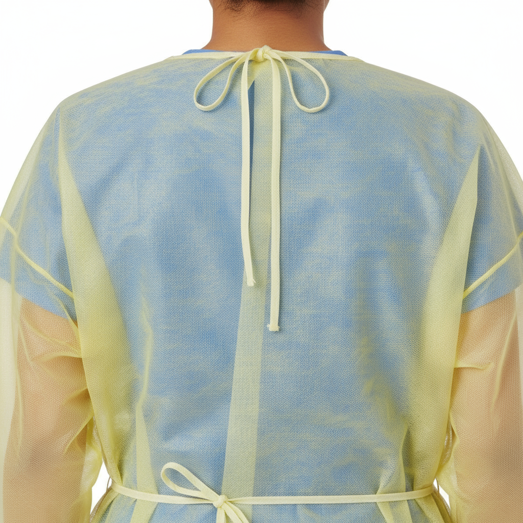 Close-up of neck and waist ties