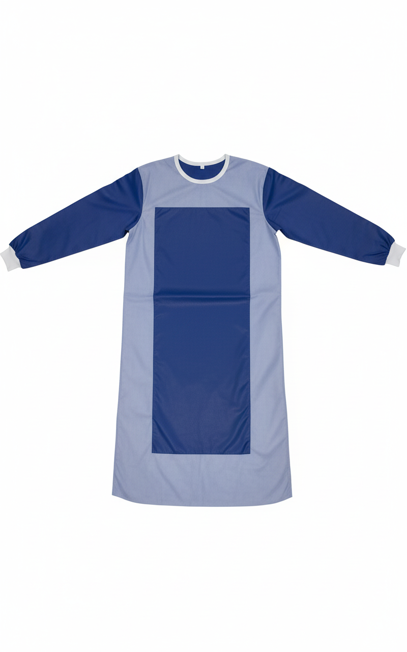 Flat lay view showing complete gown structure