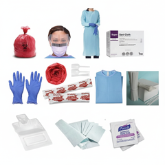 Biohazard Spill Kit Components - Overhead Flat Lay View