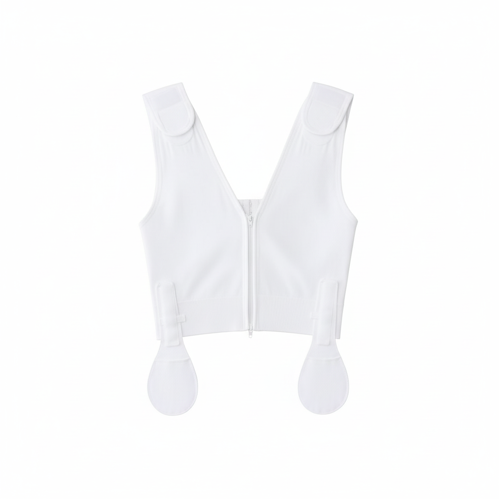 Post-Surgical Compression Bra with Front Zipper - Bamboo Fabric Recovery Support Garment, Size 3XL