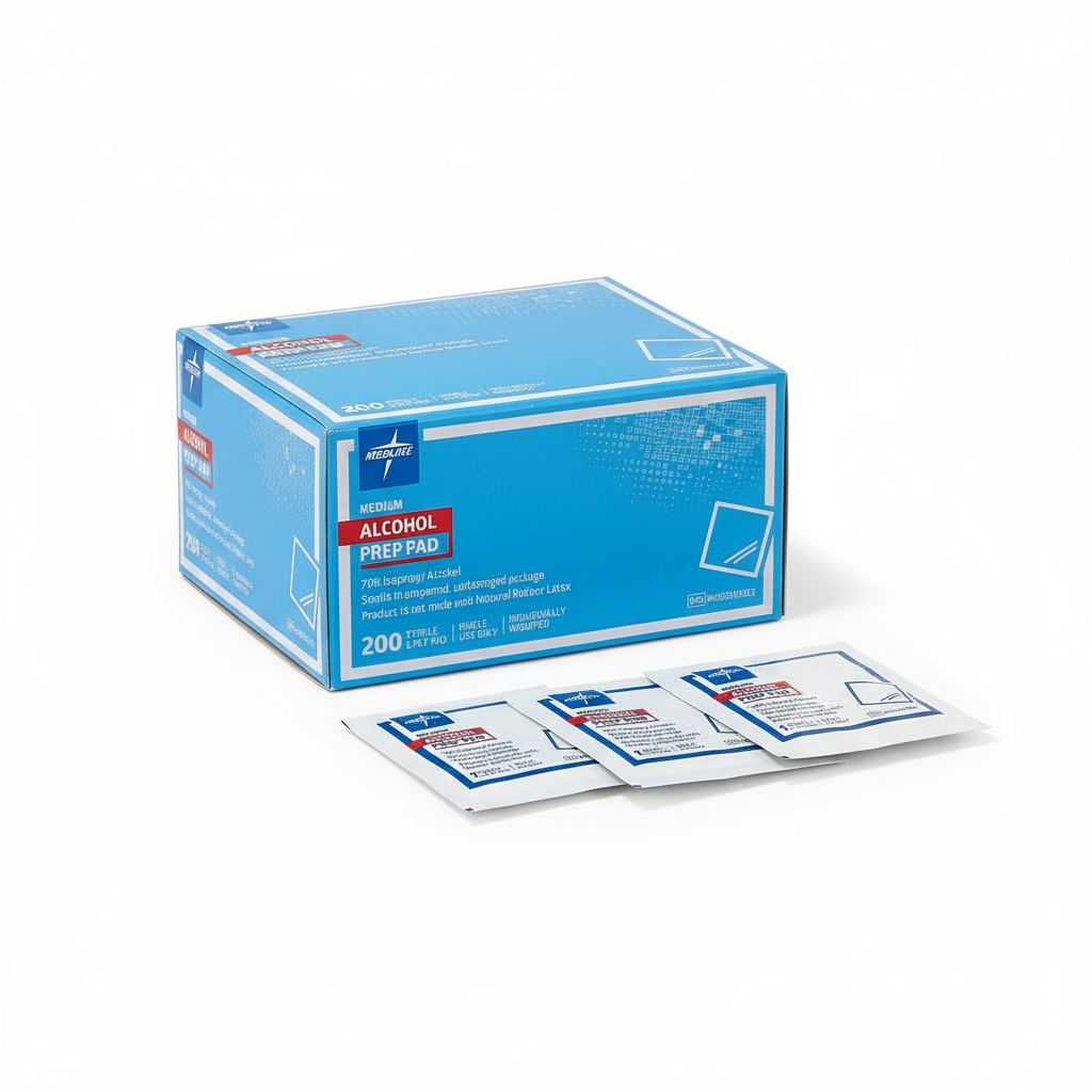 Side view of case with individual packets