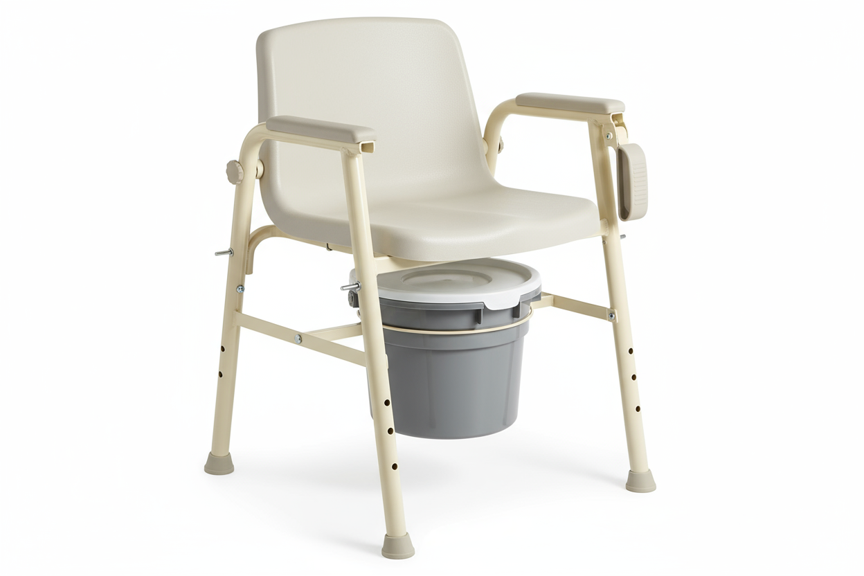 Front view of Medline Bariatric Drop-Arm Commode